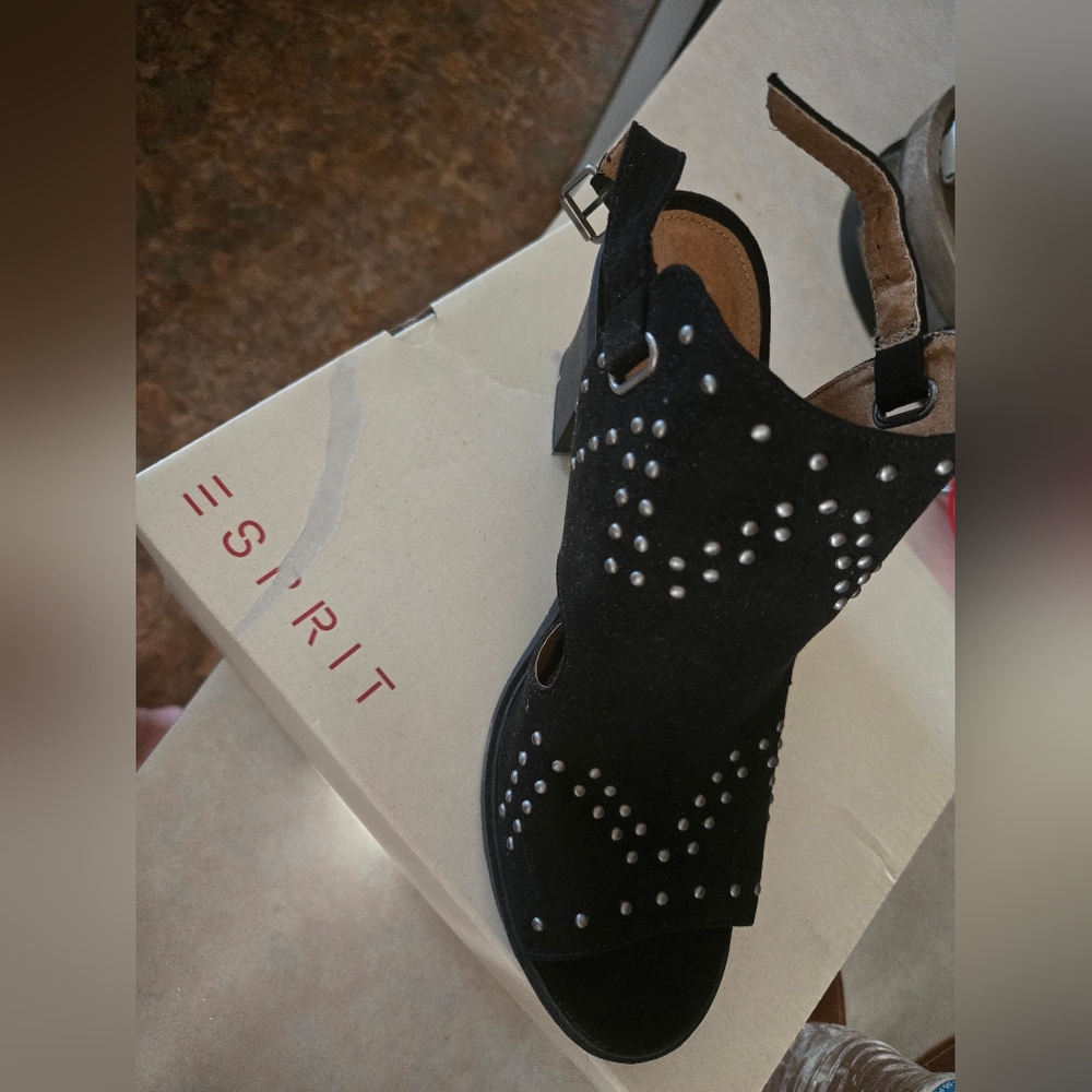 Esprit Black Studded Heeled Boots